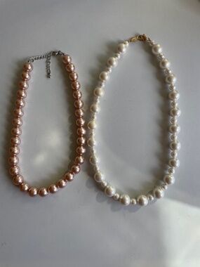 2 Chunky Pearl Necklaces